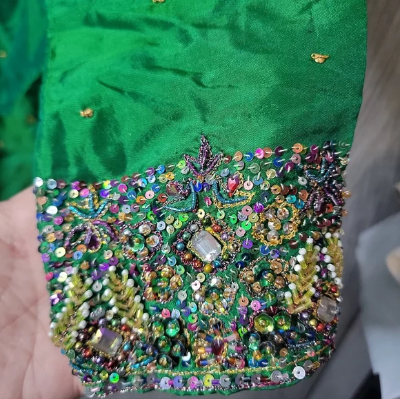 Elegant Green Embellished Dress, Size, Call Out In The Picture Under The Pits. - Picture 8 of 14